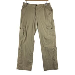 Lee Comfort Waistband Kahki Cargo Pants Women's 10 utility Gorp Hiking Pockets